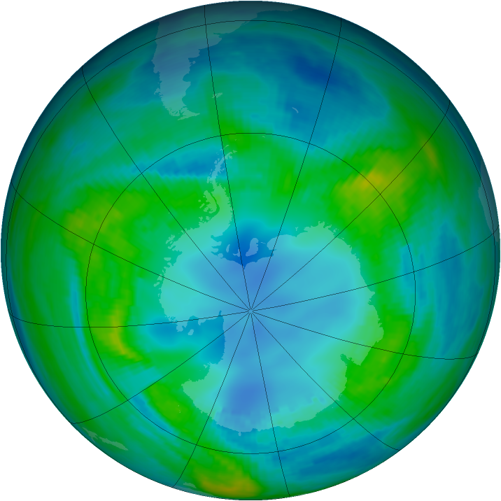 Antarctic ozone map for 25 April 1982